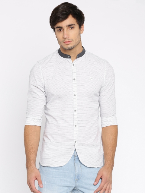 

Being Human Clothing Men Off-white Slim Fit Striped Casual Shirt
