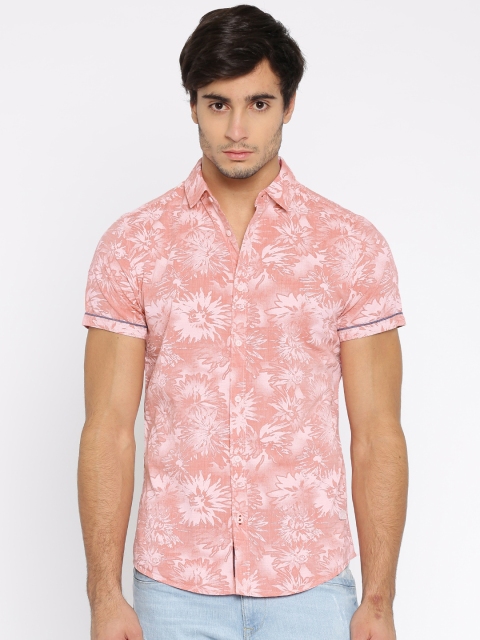 

Being Human Clothing Men Pink Slim Fit Printed Casual Shirt