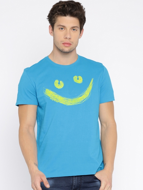 Being Human Clothing Men Blue Printed Round Neck T-Shirt available at myntra for Rs.449