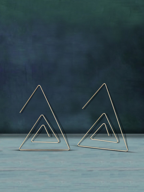 

LYKKEIN Gold-Toned Geometric Triangle Layered Drop Earrings