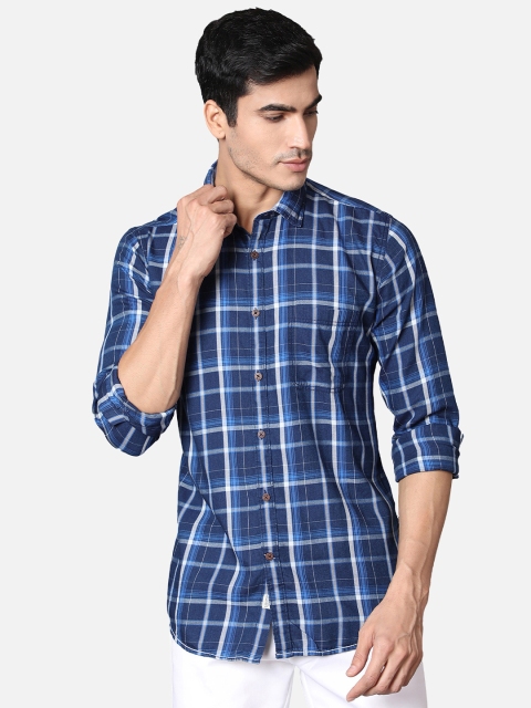 

Callino London Men Blue Tartan Checks Checked Casual Shirt