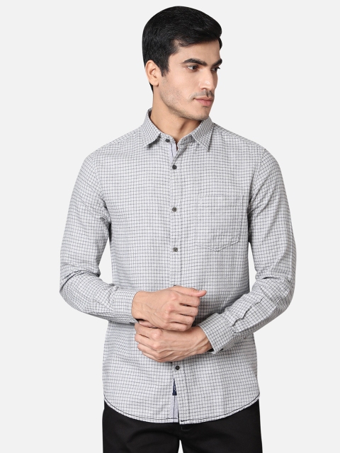 

Callino London Men Grey & Black Slim Fit Checked Cotton Casual Shirt