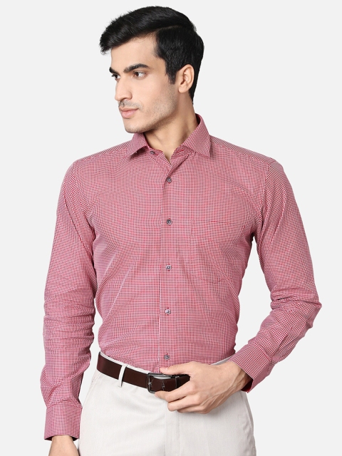 

Callino London Men Red Slim Fit Micro Checks Checked Semiformal Cotton Shirt