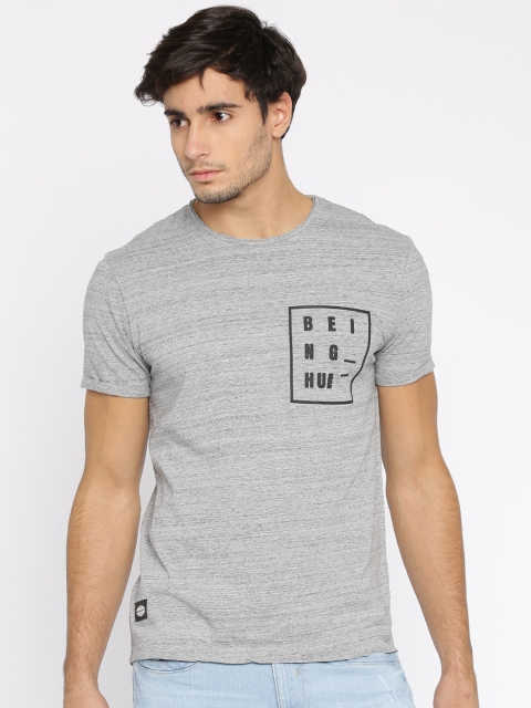 

Being Human Clothing Men Grey Melange Solid Round Neck T-shirt