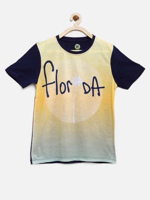 

YK Boys Navy Printed T-Shirt, Navy blue