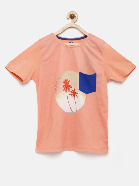 

YK Boys Peach-Coloured Printed T-Shirt