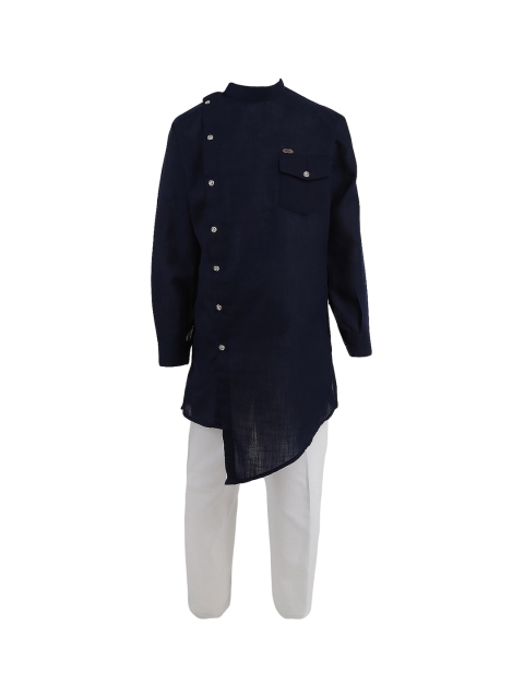 

V-Mart Boys Blue & Grey Solid Cotton Kurta Set