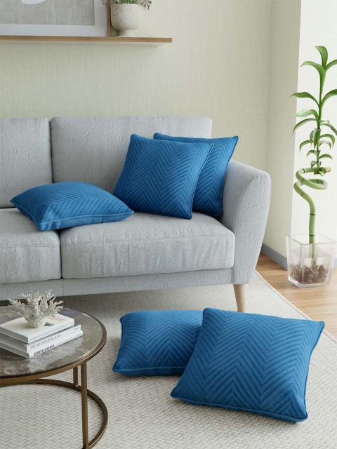 

JAIPUR FABRIC Blue Set of 5 Striped Square Cushion Covers