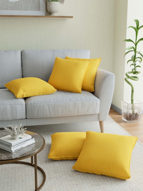 

JAIPUR FABRIC Yellow Set of 5 Cotton Square Cushion Covers