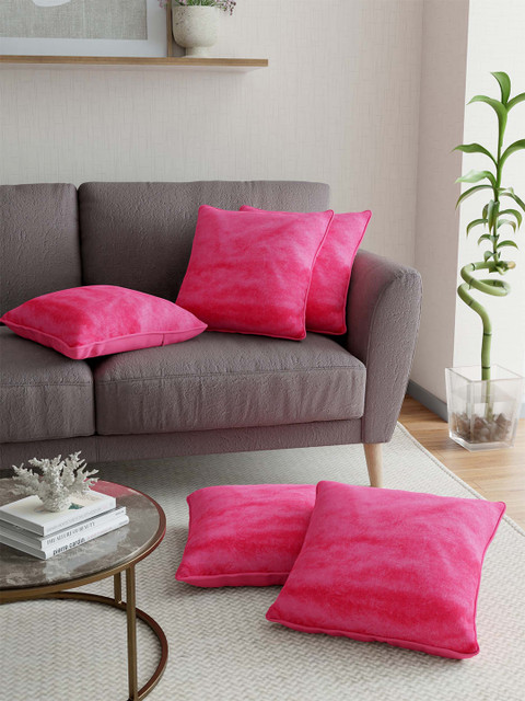 

JAIPUR FABRIC Pink Set of 5 Velvet Square Cushion Covers