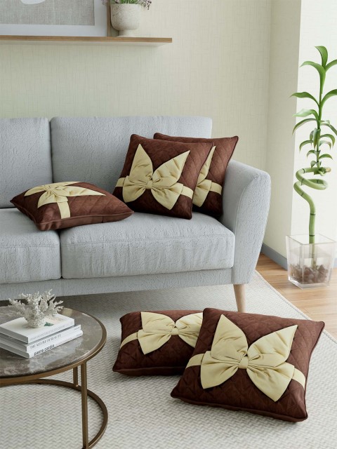 

JAIPUR FABRIC Brown Set of Bow Tie 5 Square Cushion Covers