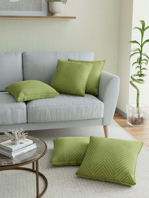 

JAIPUR FABRIC Green Set of 5 Striped Square Cushion Covers