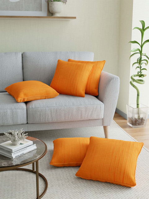 

JAIPUR FABRIC Orange Set of 5 Cotton Square Cushion Covers