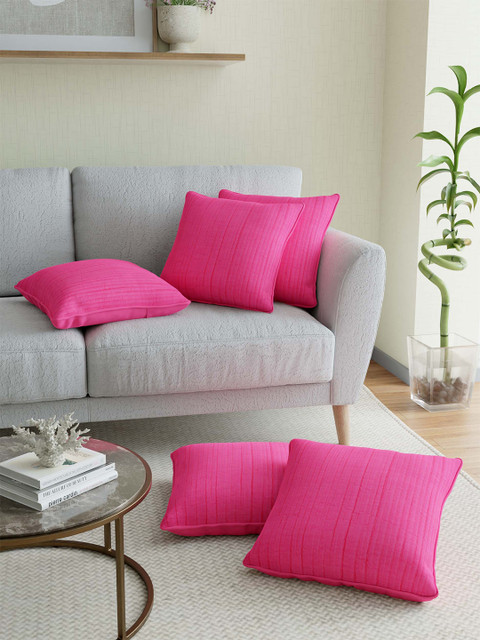 

JAIPUR FABRIC Pink Set of 5 Square Cushion Covers