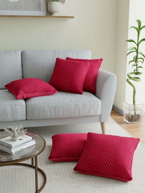 

JAIPUR FABRIC Red Set of 5 Quirky Square Cushion Covers