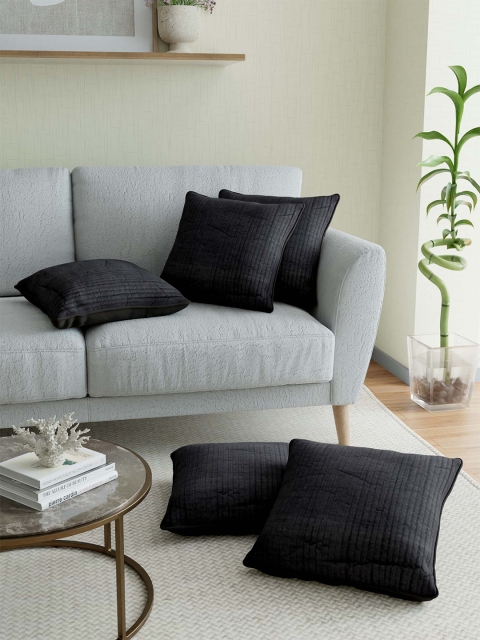

JAIPUR FABRIC Black Set of 5 Square Cushion Covers