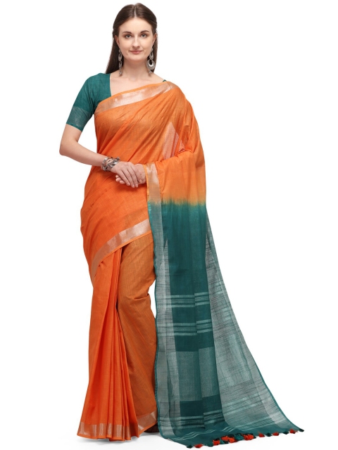 

Iris Orange & Green Saree