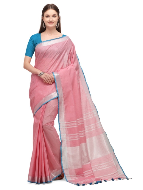 

Iris Peach-Coloured & Blue Saree