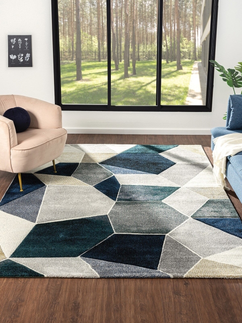 

OBSESSIONS Navy Blue Geometric Floor Runners