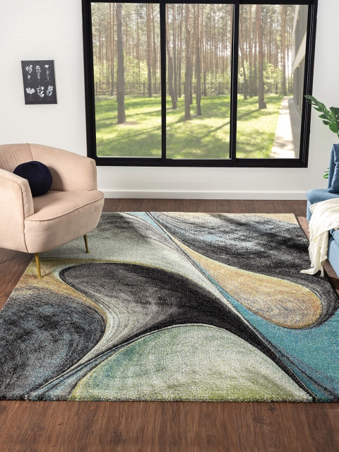 

OBSESSIONS Teal-Blue & Black Abstract Textured Runner