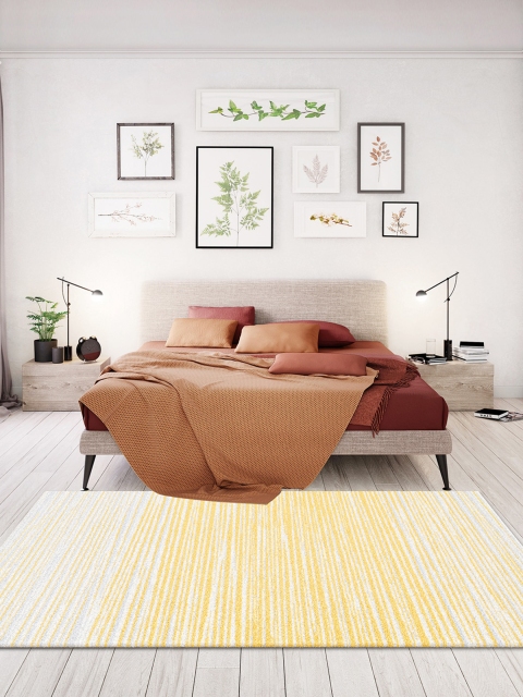 

OBSESSIONS Mustard Yellow Striped Rectangular Carpet