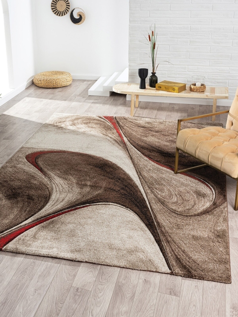 

OBSESSIONS Brown & Red Abstract Carpet