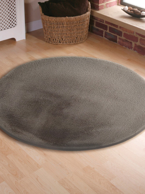 

OBSESSIONS Grey Solid Circular Centerpiece Carpet