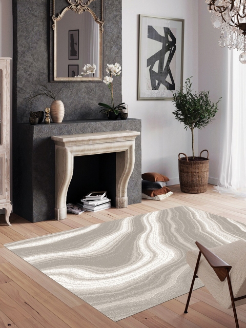 

OBSESSIONS Taupe Polypropylene Abstract Carpet