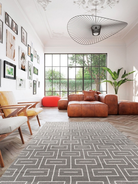 

OBSESSIONS Taupe Geometric Anti-Static Carpet