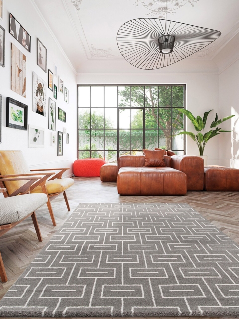 

Obsessions Taupe Polypropylene Geometric Runner