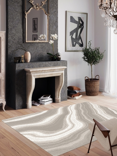 

Obsessions Taupe Polypropylene Abstract Runner