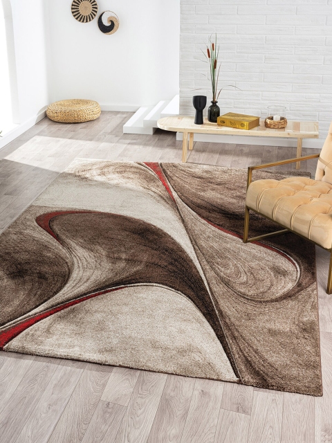 

OBSESSIONS Brown & Red Polypropylene Abstract Carpet