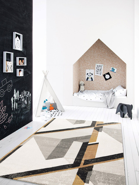 

OBSESSIONS Tan & Grey Abstract Printed Carpet