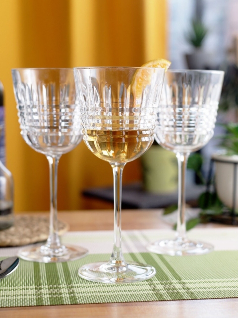 

Cristal DArques Set Of 6 Transparent Solid Rendez-Vous Stemmed Wine Glass
