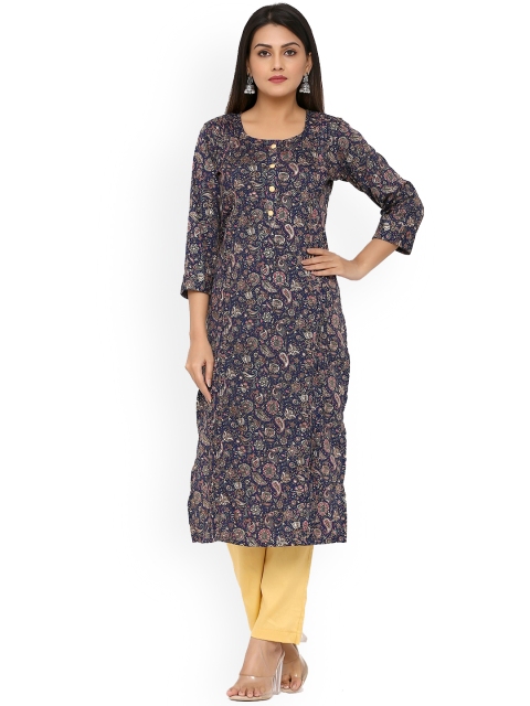 

DURVI Women Blue Ethnic Motifs Printed Kurta with Trousers