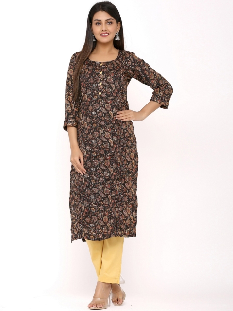 

DURVI Women Black Ethnic Motifs Printed Kurta with Trousers