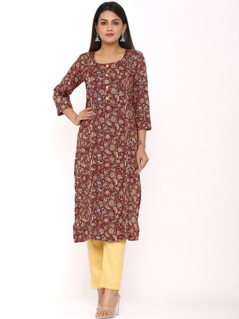 

DURVI Women Red Ethnic Motifs Printed Kurta with Trousers