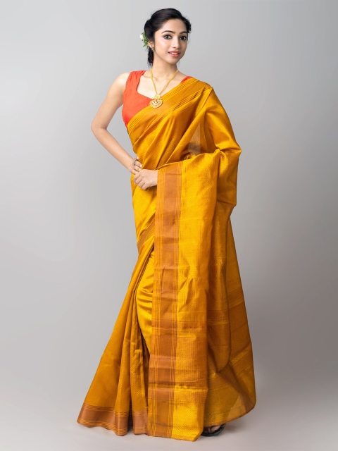 

Unnati Silks Gold-Toned & Brown Ethnic Motifs Zari Art Silk Patola Saree