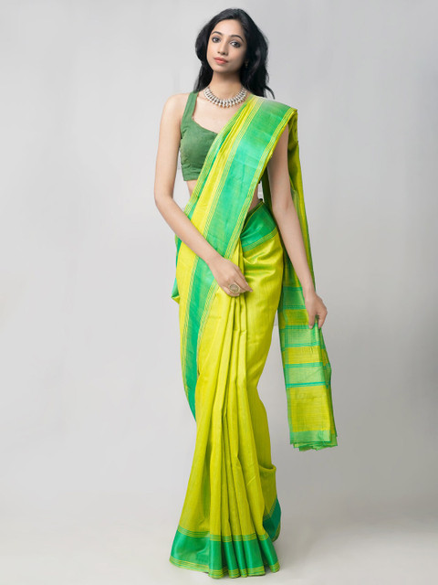 

Unnati Silks Green & Yellow Art Silk Patola Saree