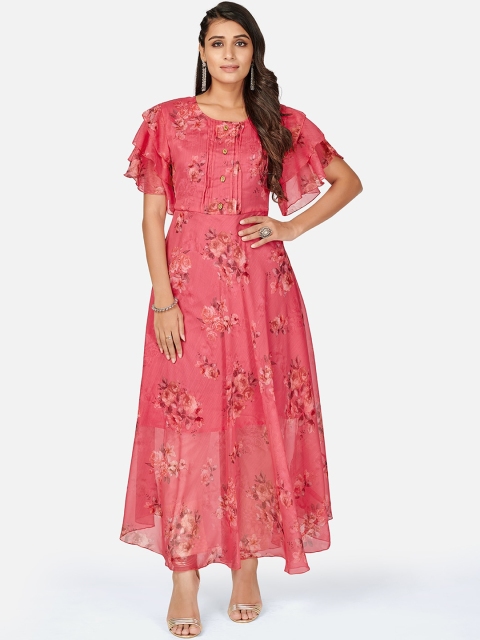 

KALINI Women Pink Floral Printed Flared Sleeves Anarkali Kurta