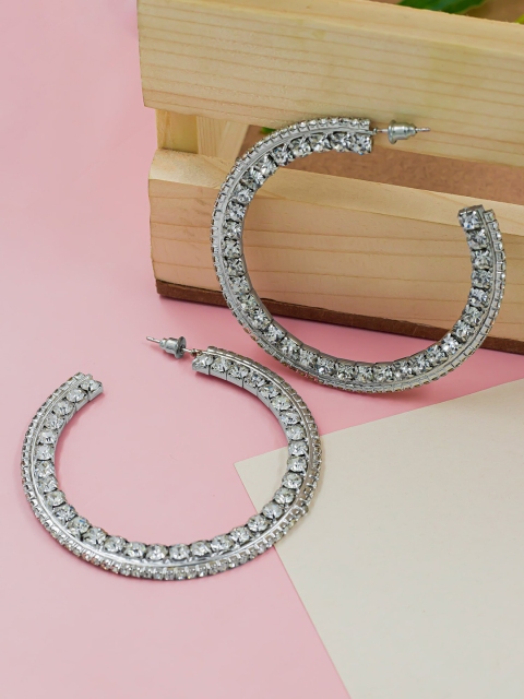

Bellofox Silver-Toned Contemporary Half Hoop Earrings