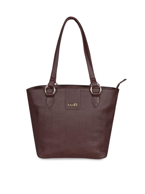 

OsaiZ Brown PU Structured Shoulder Bag with Applique