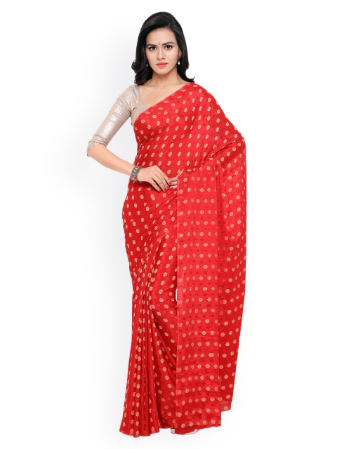 

Nanda Silk Mills Red Crepe & Jacquard Saree