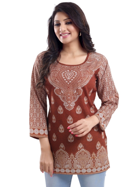 

Saree Swarg Women Brown Printed Tunic