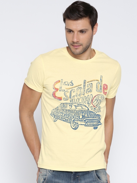 

Jack & Jones Men Yellow Printed Round Neck T-shirt