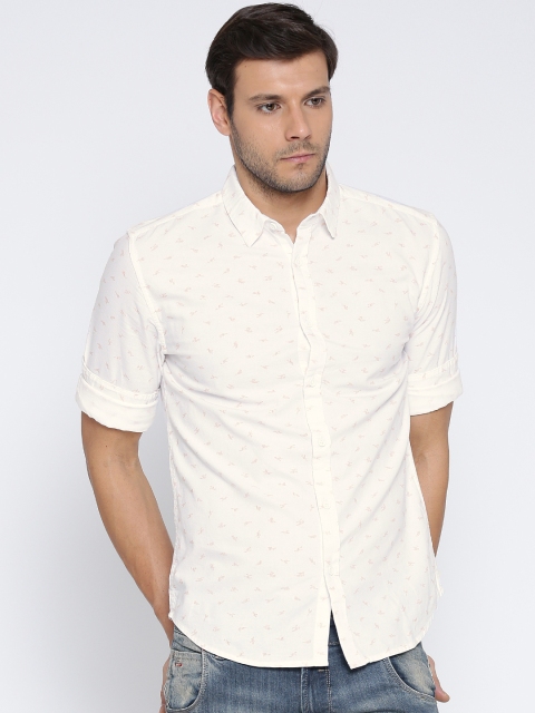 

Jack & Jones Men Off-White Slim Fit Printed Casual Shirt