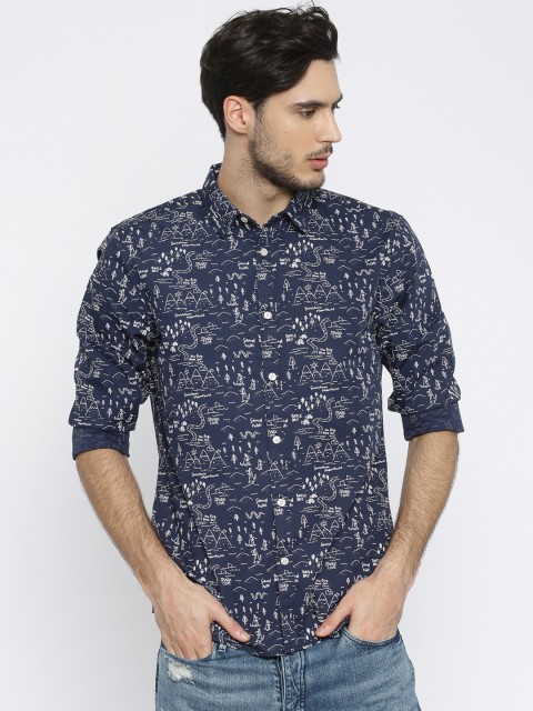 

Jack & Jones Men Navy Blue Slim Fit Printed Casual Shirt
