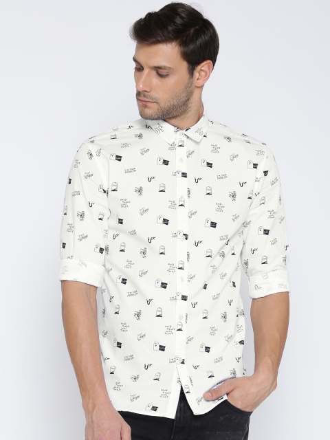 

Jack & Jones Men White Slim Fit Printed Casual Shirt