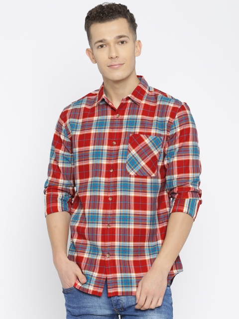 

Jack & Jones Men Red Slim Fit Checked Casual Shirt