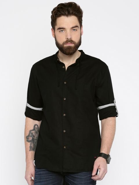 

Jack & Jones Men Black Slim Fit Linen Solid Casual Shirt
